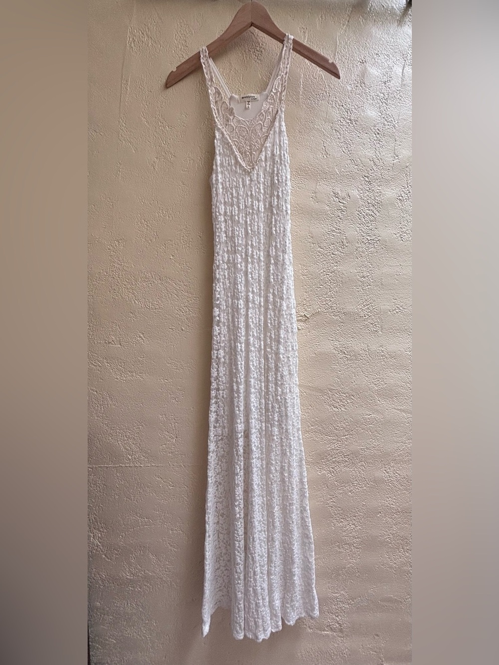Monteau White Lace Maxi Slip dress